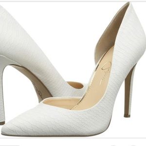 Jessica Simpson Claudette white snake pump NEW 8.5